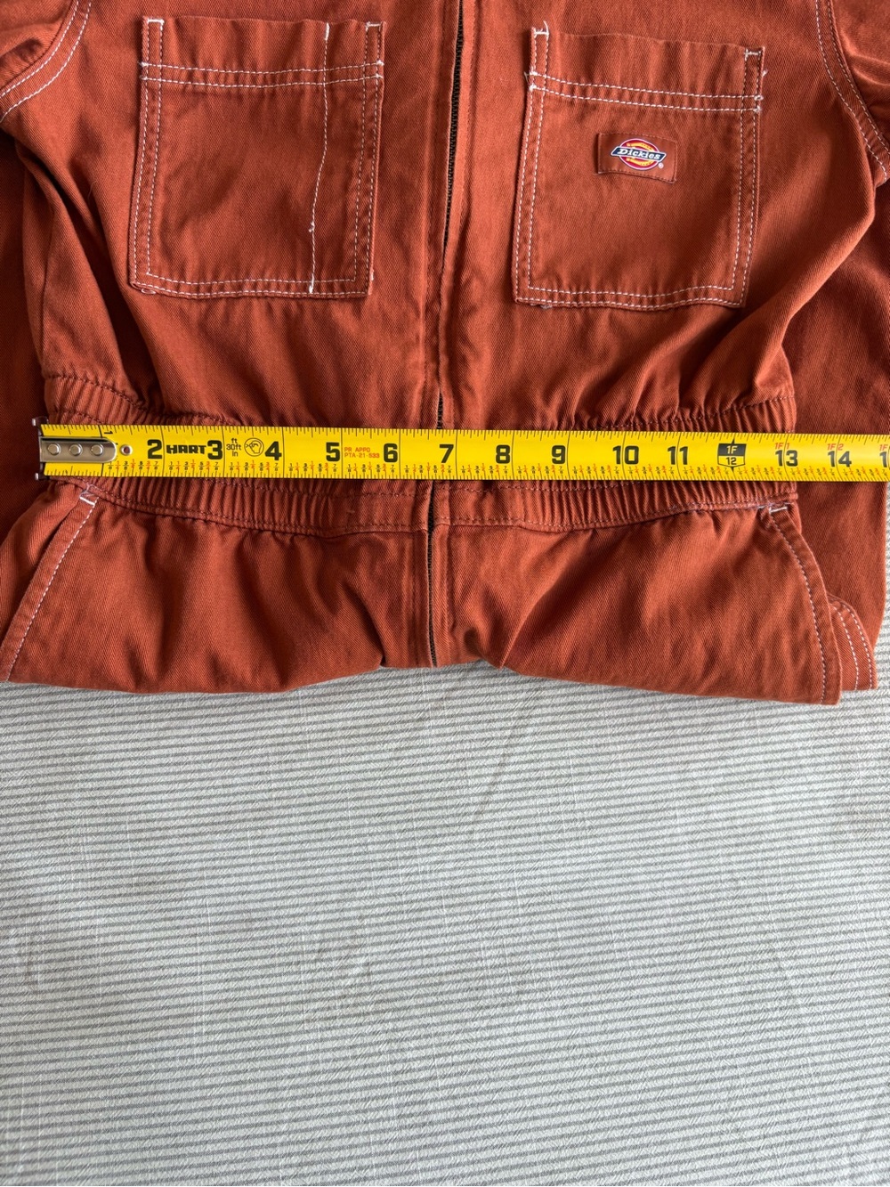 Dickies Florala Coveralls Womens XS Workwear Elastic Waist Zip Front Orange - Picture 13 of 15